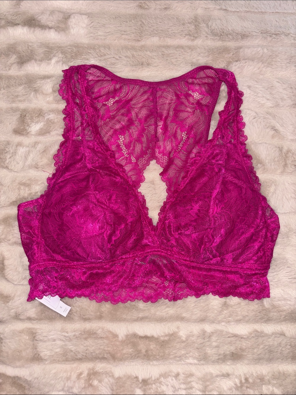 Auden Lace Racerback Bralette in Fuchsia Pink